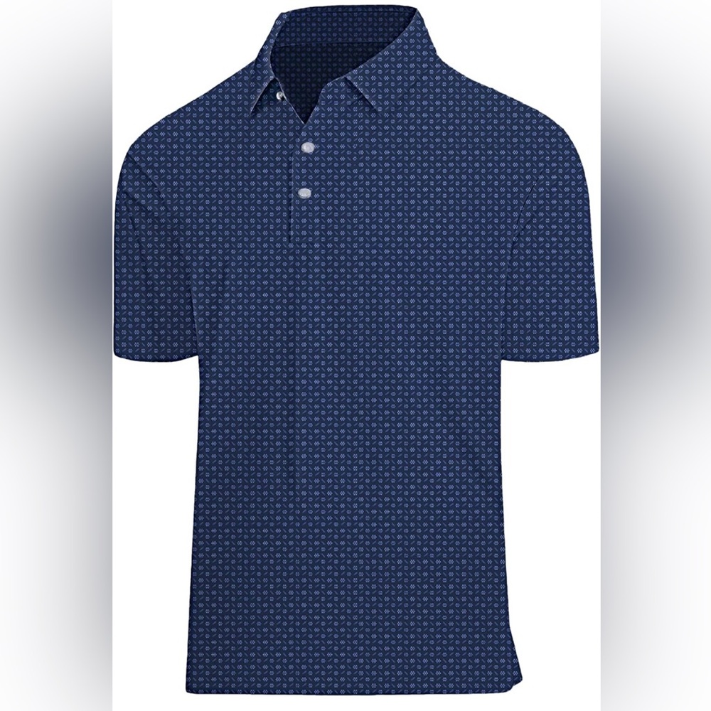 NWT Navy Blue Patterned Golf Polo Shirt, Size Medium